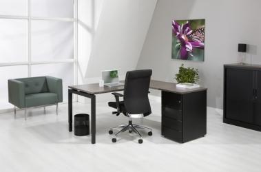 N-Aro Line Bureau met ladenblok Black 180 x160cm