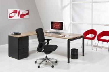 N-Aro Line Bureau met ladenblok Black 180 x160cm