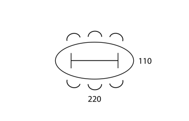 Quick ellips vergadertafel 220x110cm 