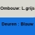 Licht grijs met blauwe deuren