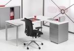 L-bureau met ladenblok N-Aro Line Alu 180x160cm