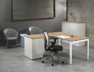 L-bureau met ladeblok N-Aro Line White 180x160cm 