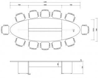 Manager ovale tafel 420x138cm 